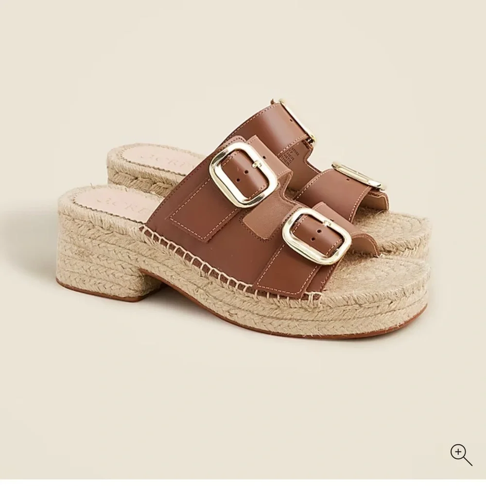 J.Crew Made-in-Spain block-heel espadrilles in leather CA017 sz 9 NEW